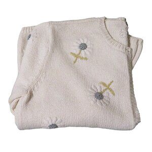 Vintage TALBOT'S Soft White Knit Embroidered Floral Cardigan - No Size Tag - M?